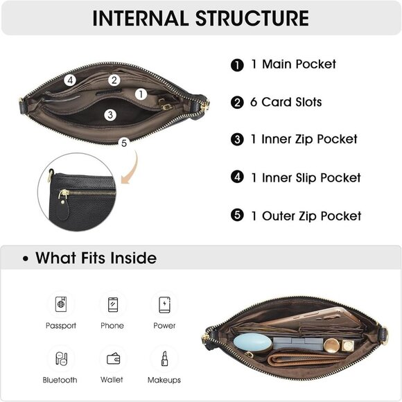 Leather Small Crossbody Shoulder Bags Purse for Women Trendy, Designer Handbag P - Picture 4 of 7